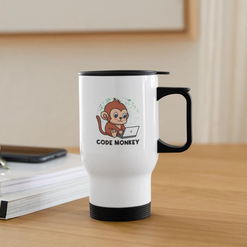 Code Monkey Programming Coder Computer Geek Develo Thermobecher mit Tragegriff