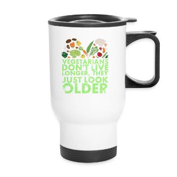 Vegetarians no longer live, they only grow - Thermal mug with handle - white - Front