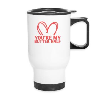 Tu es mon design de mariage à moitié beurre pour le - Tasse isotherme avec poignée - blanc - Devant