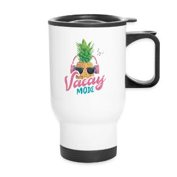 Vacay Mode Ananas Design Für Strandliebhaber - Thermobecher mit Tragegriff - Weiß - Vorne