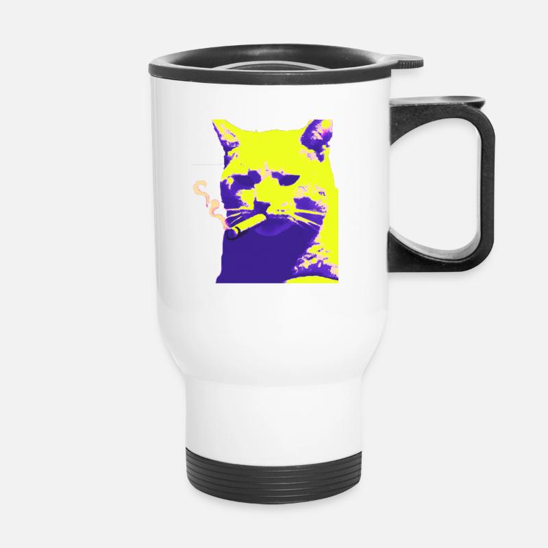 Fumer pour chat - Tasse isotherme avec poignée - blanc