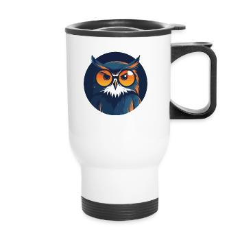 Owl Sunglasses Odd Eagle Owl - Thermal mug with handle - white - Front