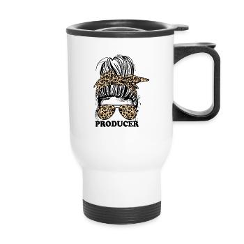 Producteur Messy Bun Cheetah Bandana Producteur - Tasse isotherme avec poignée - blanc - Devant