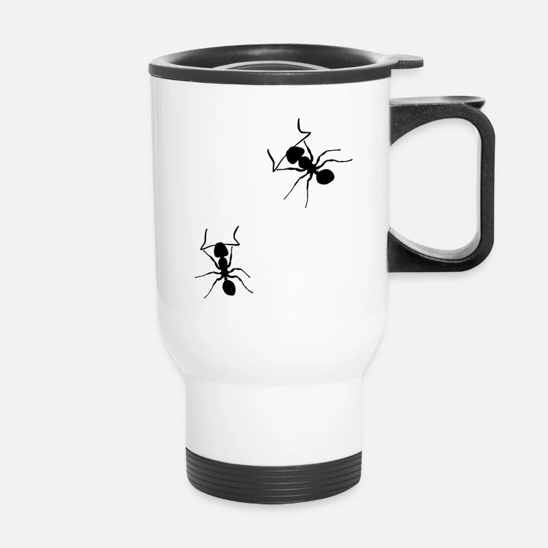 ant crawling - Thermal mug with handle - white
