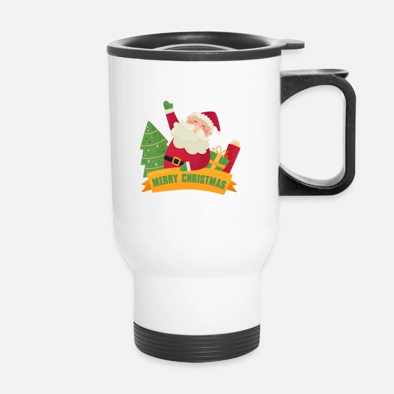 Merry Christmas mit Santa - Thermobecher mit Tragegriff - Weiß