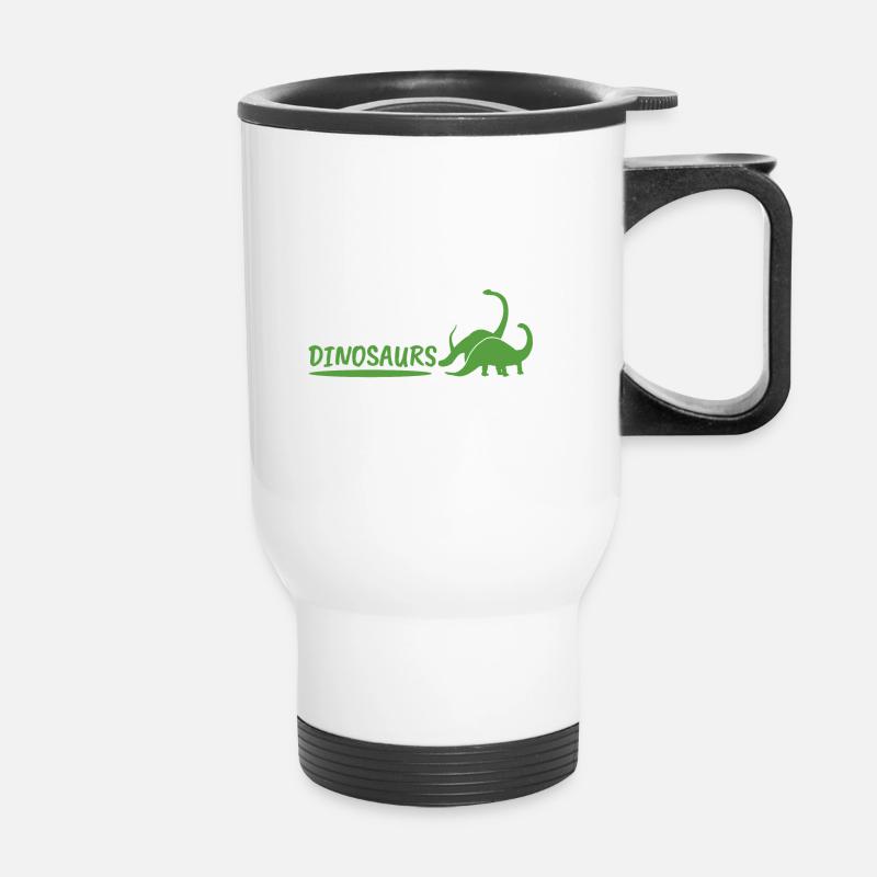 Dinosaurs in green - Thermal mug with handle - white