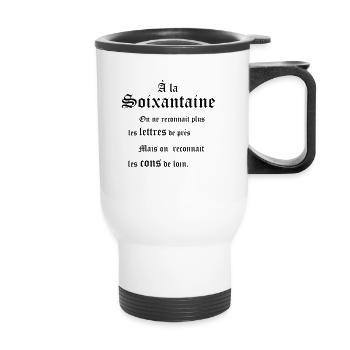 soixantaine 60 ans - Tasse isotherme avec poignée - blanc - Devant