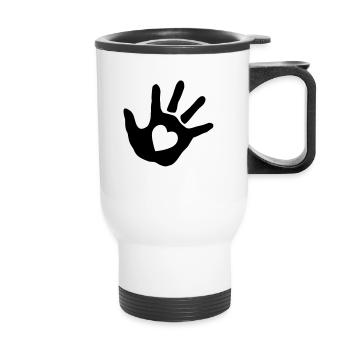 Bébé main - cœur - Tasse isotherme avec poignée - blanc - Devant
