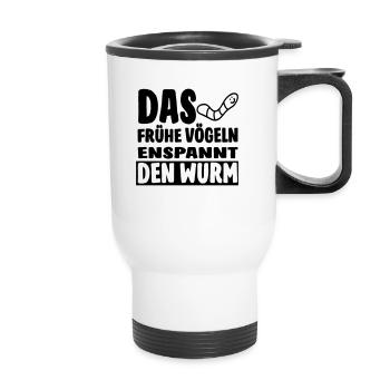 Der Wurm3 (Spruch) - Thermobecher mit Tragegriff - Weiß - Vorne