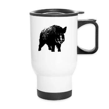 Wild Boar - Wildschwein - Thermobecher mit Tragegriff - Weiß - Vorne