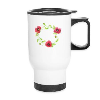 Les fleurs couronne de printemps de mariage pavot - Tasse isotherme avec poignée - blanc - Devant
