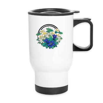 Flore Fleurs sauvages Gentiane Edelweiss Alpes Alm Berg - Tasse isotherme avec poignée - blanc - Devant