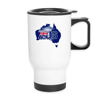 Carte de l’équipe AUS Australie avec motif de balle - Tasse isotherme avec poignée - blanc - Devant
