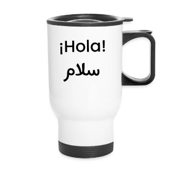 Hallo auf Arabisch - Thermobecher mit Tragegriff - Weiß - Vorne