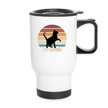 Cat lover - Cat lover - Thermal mug with handle - white - Front