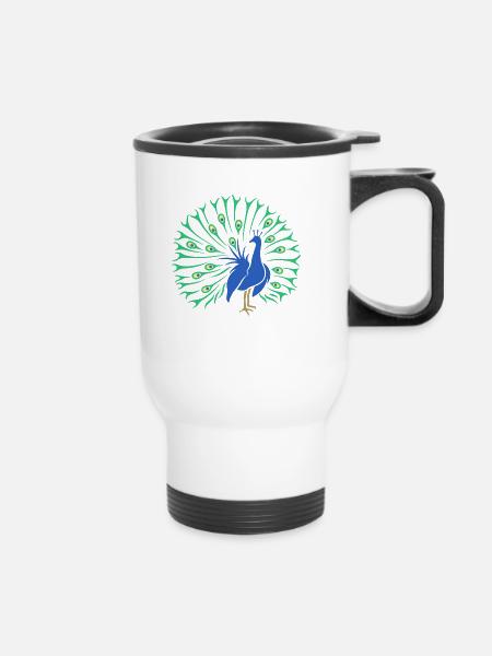Pfau - Thermobecher mit Tragegriff - Weiß