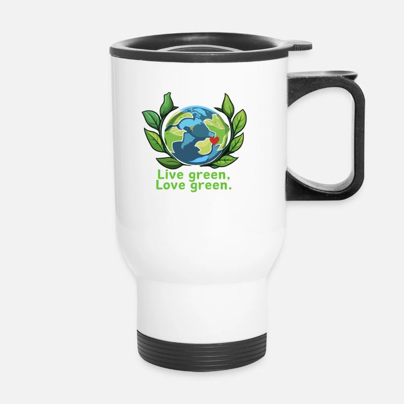 Vivez vert, aimez le vert. - Tasse isotherme avec poignée - blanc