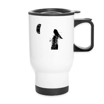 Kitegirl black and white - Thermobecher mit Tragegriff - Weiß - Vorne
