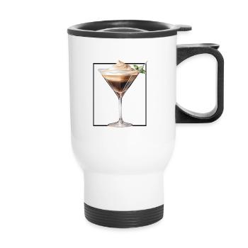 Espresso Martini Aquarell Minimalistisches Glas - Thermobecher mit Tragegriff - Weiß - Vorne