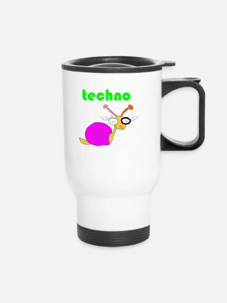 techno schnecke - Thermobecher mit Tragegriff - Weiß