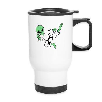 Karate Alien - Thermal mug with handle - white - Front