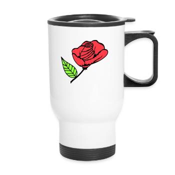 Jolie belle fleur de rose feuille roses romantique - Tasse isotherme avec poignée - blanc - Devant