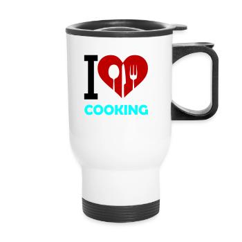 i love cooking - Thermobecher mit Tragegriff - Weiß - Vorne