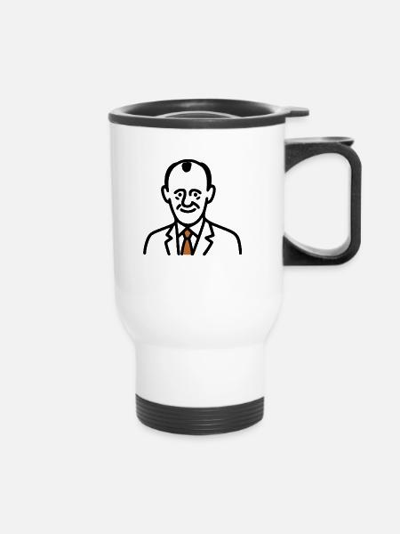 Friedrich Merz Cartoon Comic - Thermobecher mit Tragegriff - Weiß