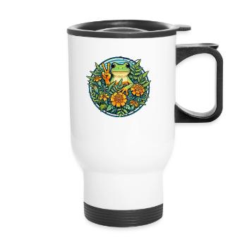 Grenouille de la paix - Tasse isotherme avec poignée - blanc - Devant
