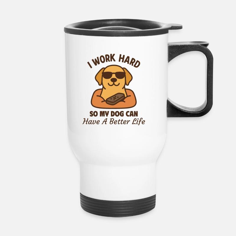 I work hard for my dog - Thermal mug with handle - white