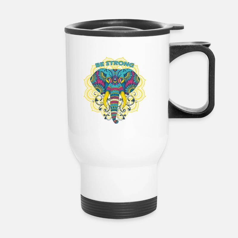 Colorful mandala elephant - Thermal mug with handle - white