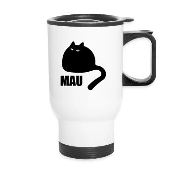 FLUFFY CAT MAU - Thermobecher mit Tragegriff - Weiß - Vorne