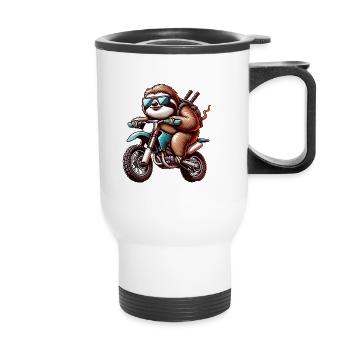 Conception de motocross Enduro paresseux cool - Tasse isotherme avec poignée - blanc - Devant