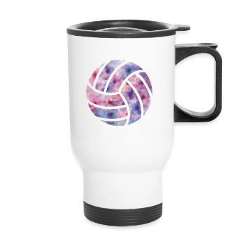 Volleyball Blumen - Thermobecher mit Tragegriff - Weiß - Vorne