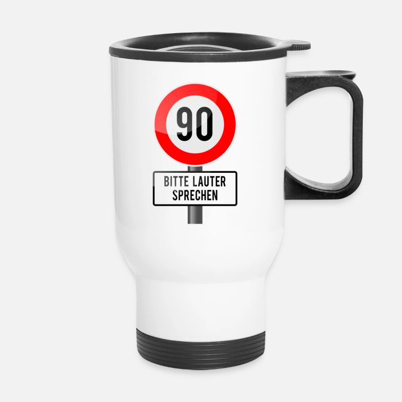 90 years shield louder - Thermal mug with handle - white