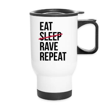 Eat Rave Repeat - Thermobecher mit Tragegriff - Weiß - Vorne