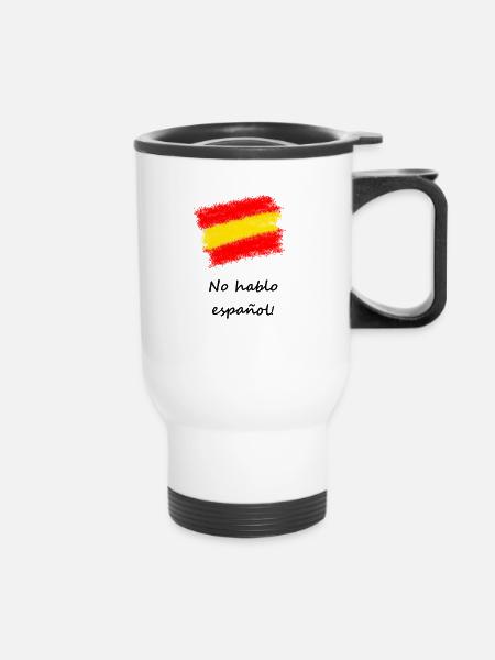 Spanisch - Thermobecher mit Tragegriff - Weiß