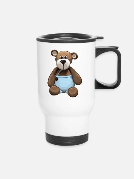 Teddybär Teddy Bär Bärchen Kindergarten - Thermobecher mit Tragegriff - Weiß