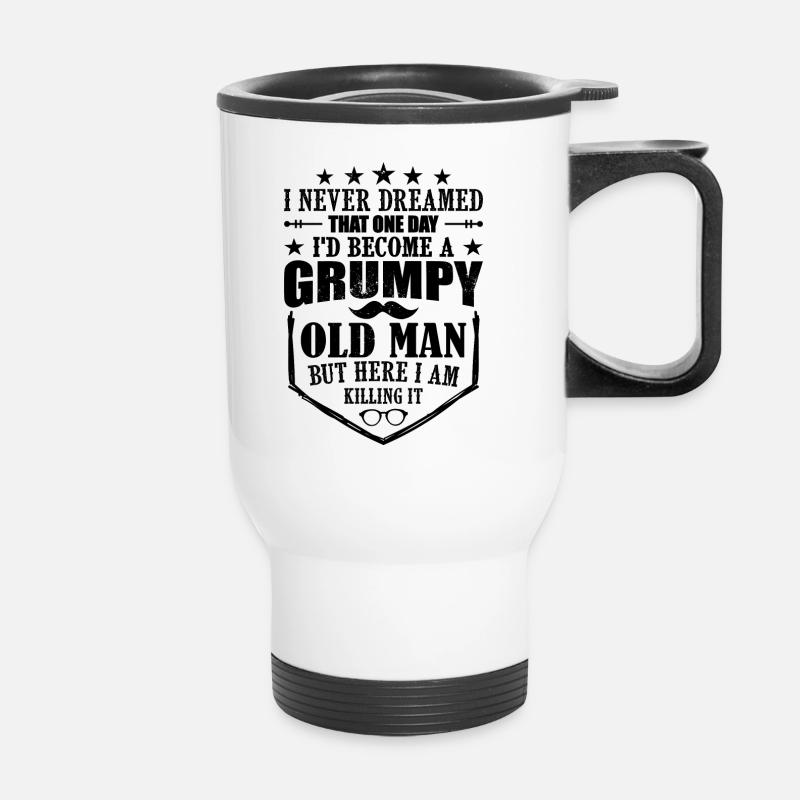 Grumpy Oldman - grandpa - Thermobecher mit Tragegriff - Weiß
