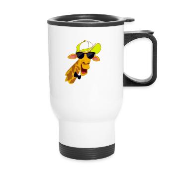 Hipster giraffe with glasses shirt - Thermal mug with handle - white - Front