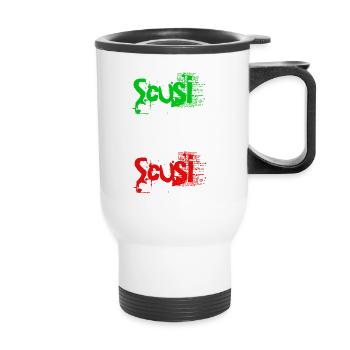 Scusi - italienische Flagge - Thermobecher mit Tragegriff - Weiß - Vorne