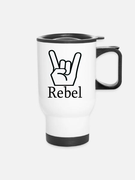 REBEL / Handzeichen - Thermobecher mit Tragegriff - Weiß