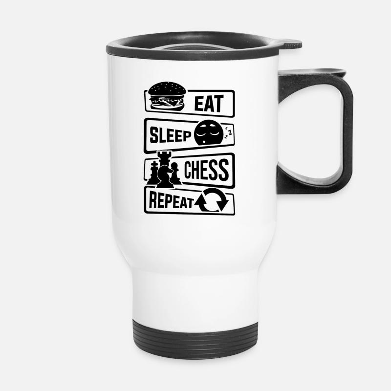 Eat Sleep Chess Repeat - Chess checkmate tactic - Thermal mug with handle - white
