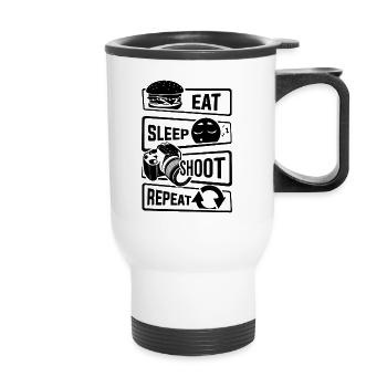 Eat Sleep Shoot Repeat - Camera Photography Photo - Thermal mug with handle - white - Front