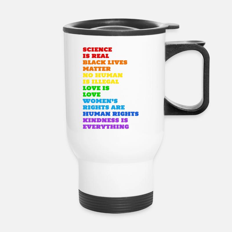 Human Rights! No one is illegal! - Thermal mug with handle - white