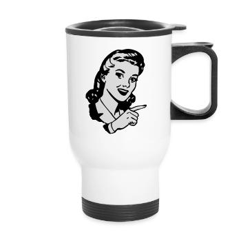 Frau Retro - Thermobecher mit Tragegriff - Weiß - Vorne