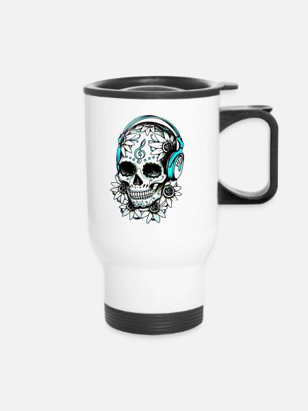 Musik Skull - Thermobecher mit Tragegriff - Weiß