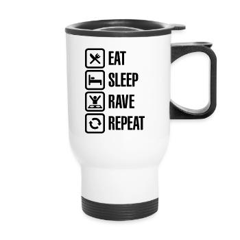 Eat sleep rave repeat - Thermobecher mit Tragegriff - Weiß - Vorne