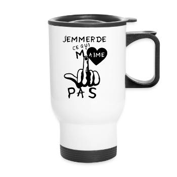 emmerde aime pas fuck doigt insulte coeur - Tasse isotherme avec poignée - blanc - Devant