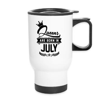 Queens are born in July - Thermobecher mit Tragegriff - Weiß - Vorne